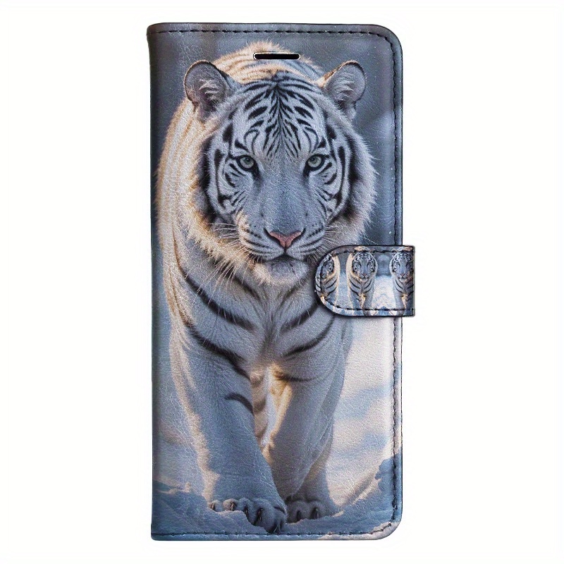TEMU Phone Case: Tiger Magnetic Flip Wallet Case With D Holder Stand For Iphone 5/6/6s/7/8/x/xs/xr/se2 2020/se3 2022/11/12/13/ Plus Pro Max