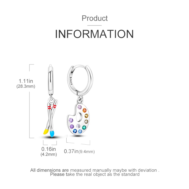 Women's Creative Painter Asymmetrical Earrings, Modern Design