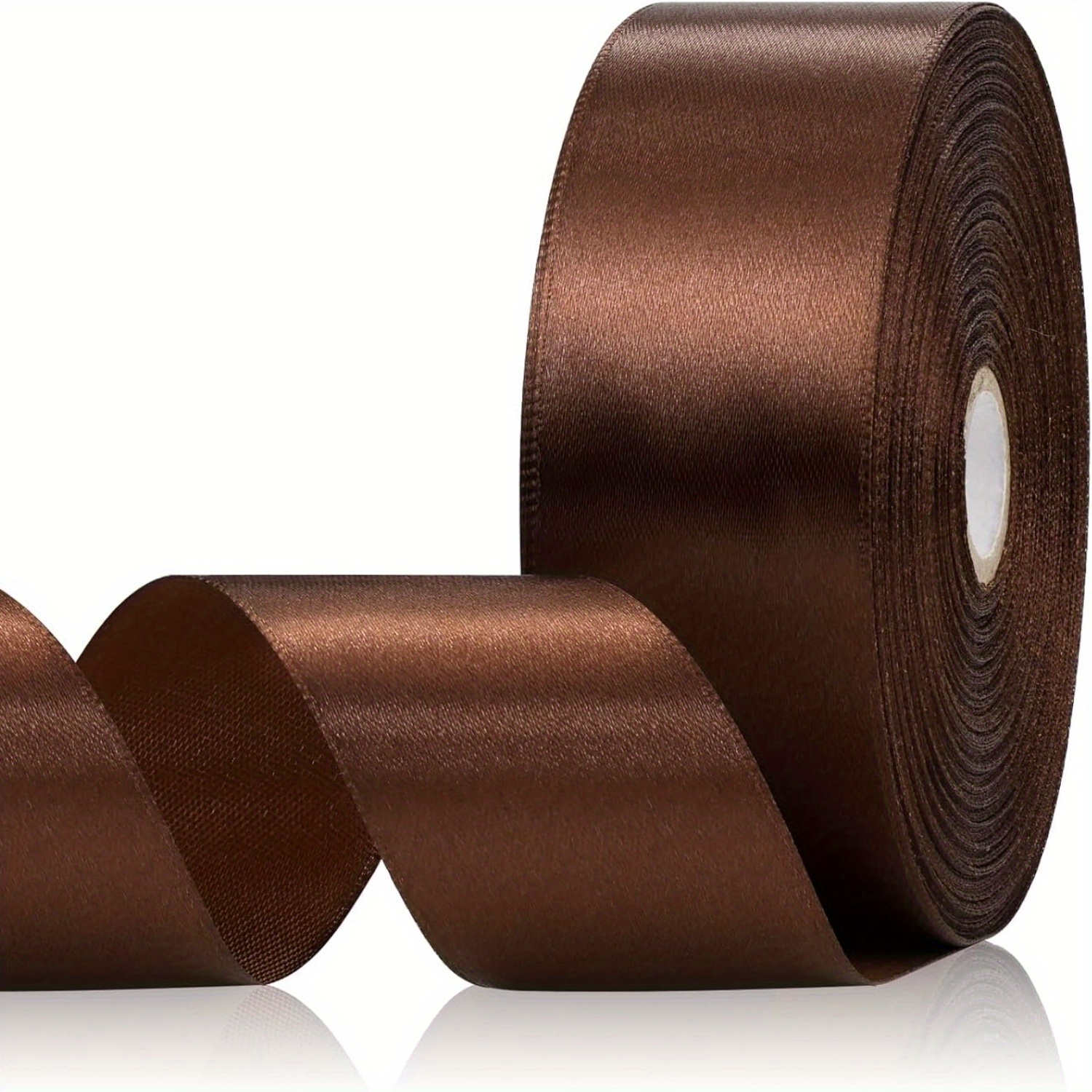Image of 20m Brown Satin Ribbon Roll - 1.5-inch Wide For Rustic Gift Wrapping, Bridal Bouquet Trim, Artisanal Craft Supplies, Autumn Wedding Decor, Luxury Presentation And Event Finishing