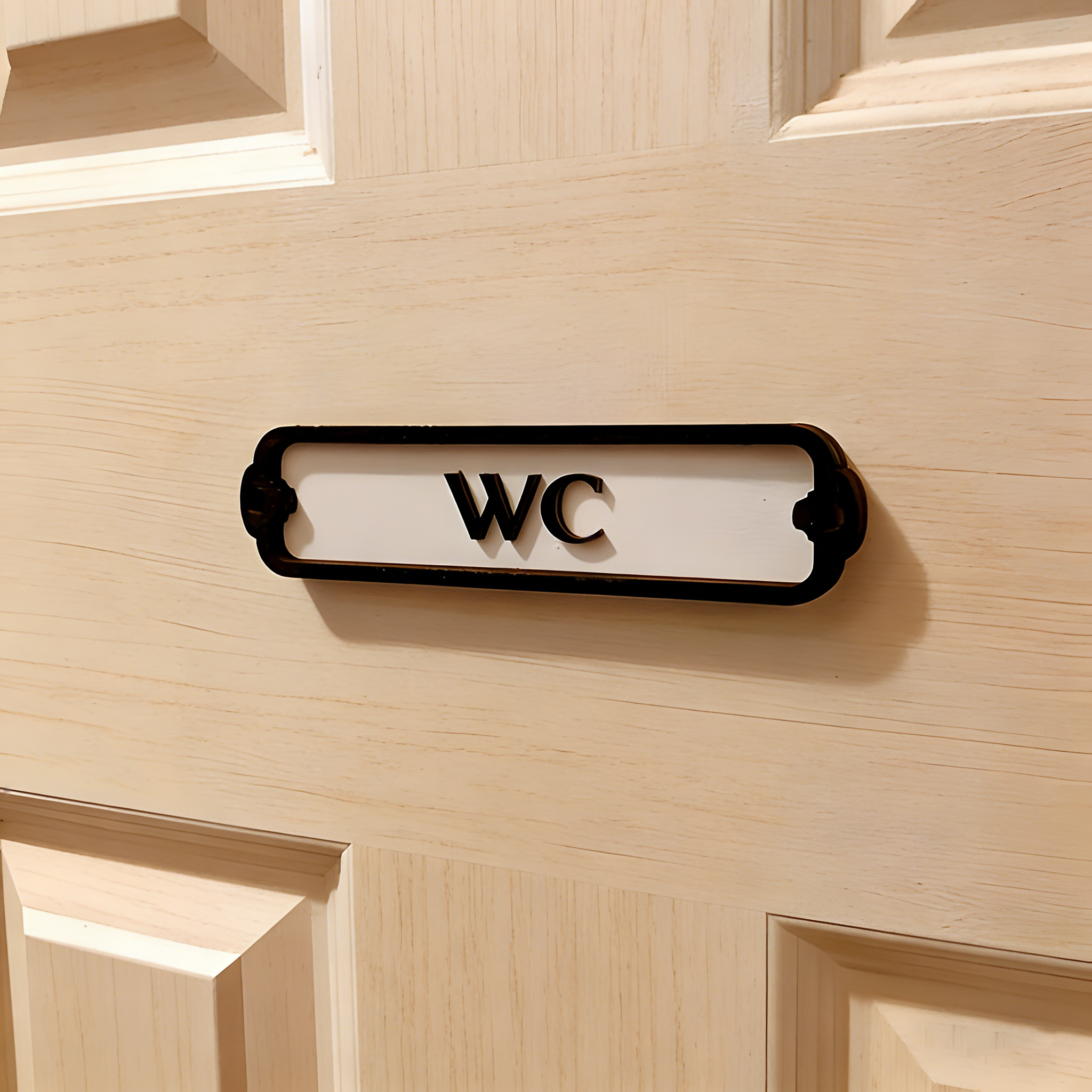 Image of 3d Luxury Retro Wc Door Sign, Bathroom Indicator, & Stain-resistant, Wooden Home & Hotel Door Decal, Artistic Toilet Sign halloween Christmas Decoration