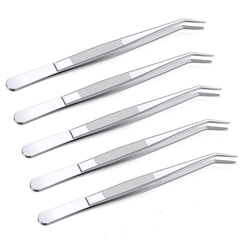 TEMU 5pcs Stainless Steel Pliers For Making, With Curved Serrated Tips, Multifunctional Pliers, Sewing Machine Pliers For Industrial Work, Laboratory