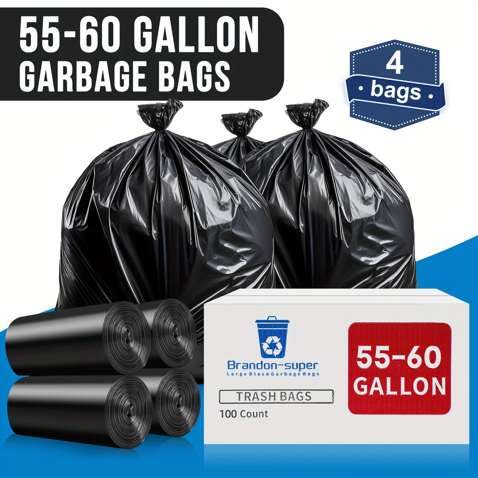 208.2-227.12 l heavy duty trash bags, tear resistant, high quality 50/  / 150pcs black trash bags, ideal for gardening work and outdoor activities large residential trash bags for commercial use and camping details 6