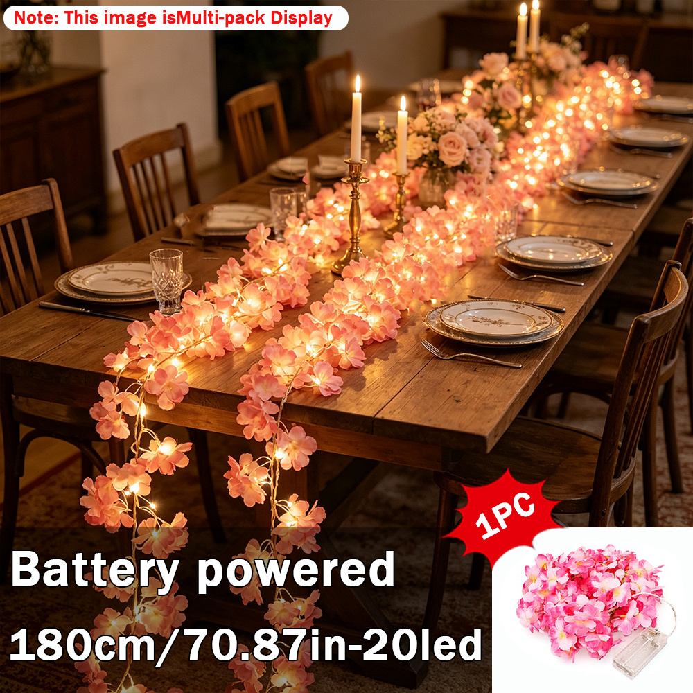 TEMU Guirnalda de luces de , /70.86 pulgadas, guirnalda de luces de rosa, 20 luces de , para el hogar, decoración de pared, dormitorio, , , boda, ,