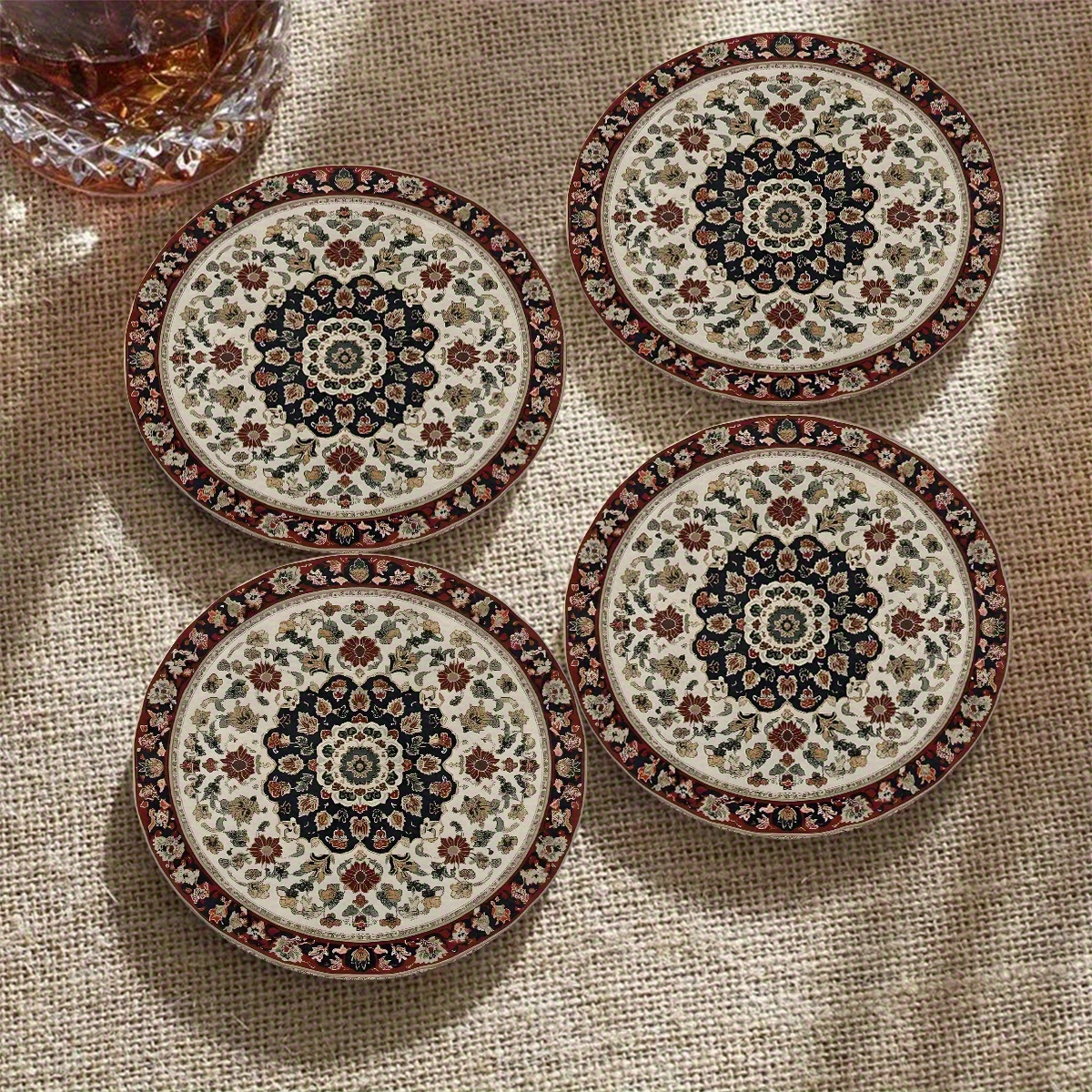 4pcs Bohemian Mandala Wooden Coasters, Non-slip And Heat-resistant, Hand Washable, Decor And Keepsake Gift For Christmas, Halloween, Easter, Valentine's Day, Mother's Day