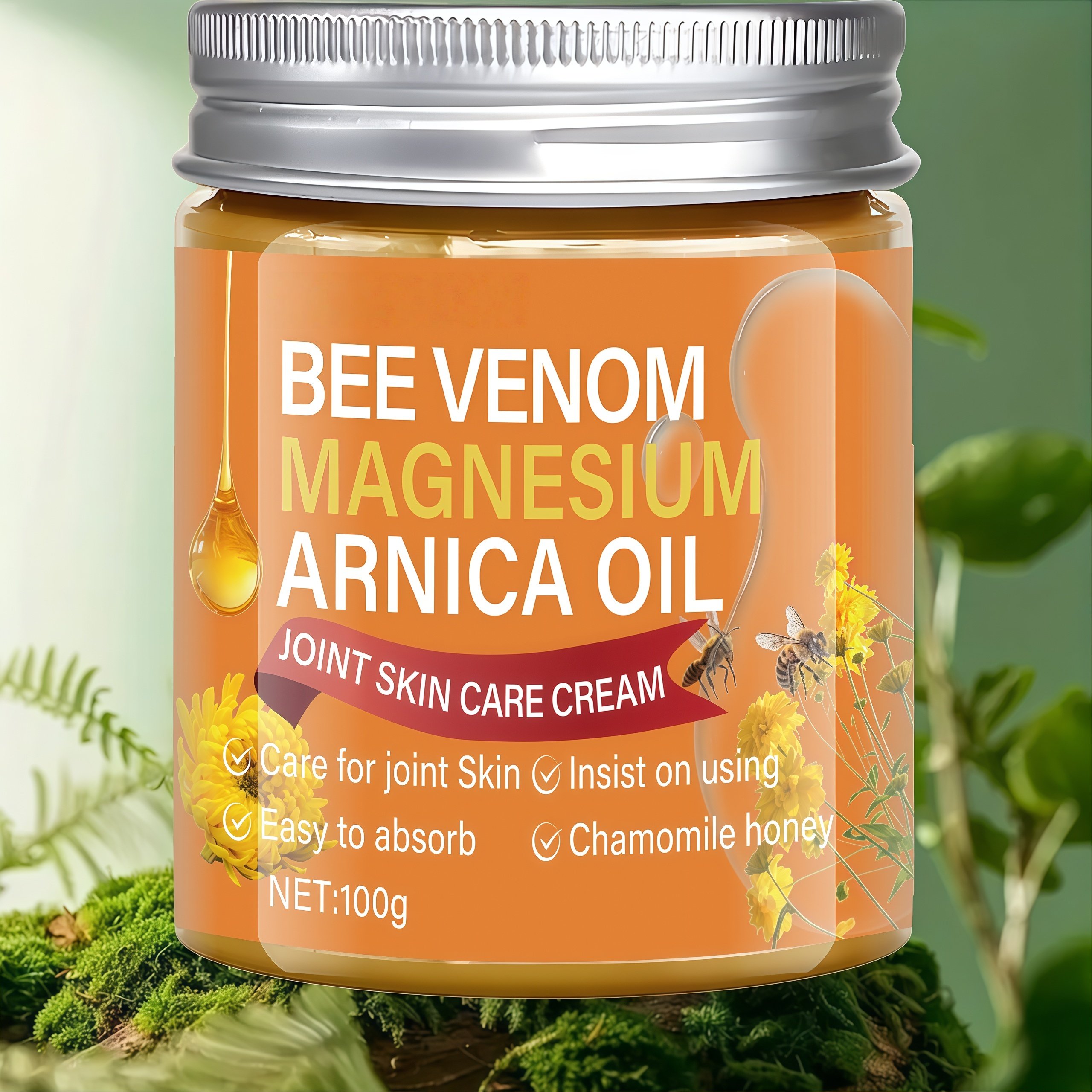 Bee Venom & Magnesium Massage Cream With | Lightweight Moisturizing & Protective Formula, Body Care, Body-nourishing Magnesium Cream For Back, Knees, &elbows, Improves Skin &