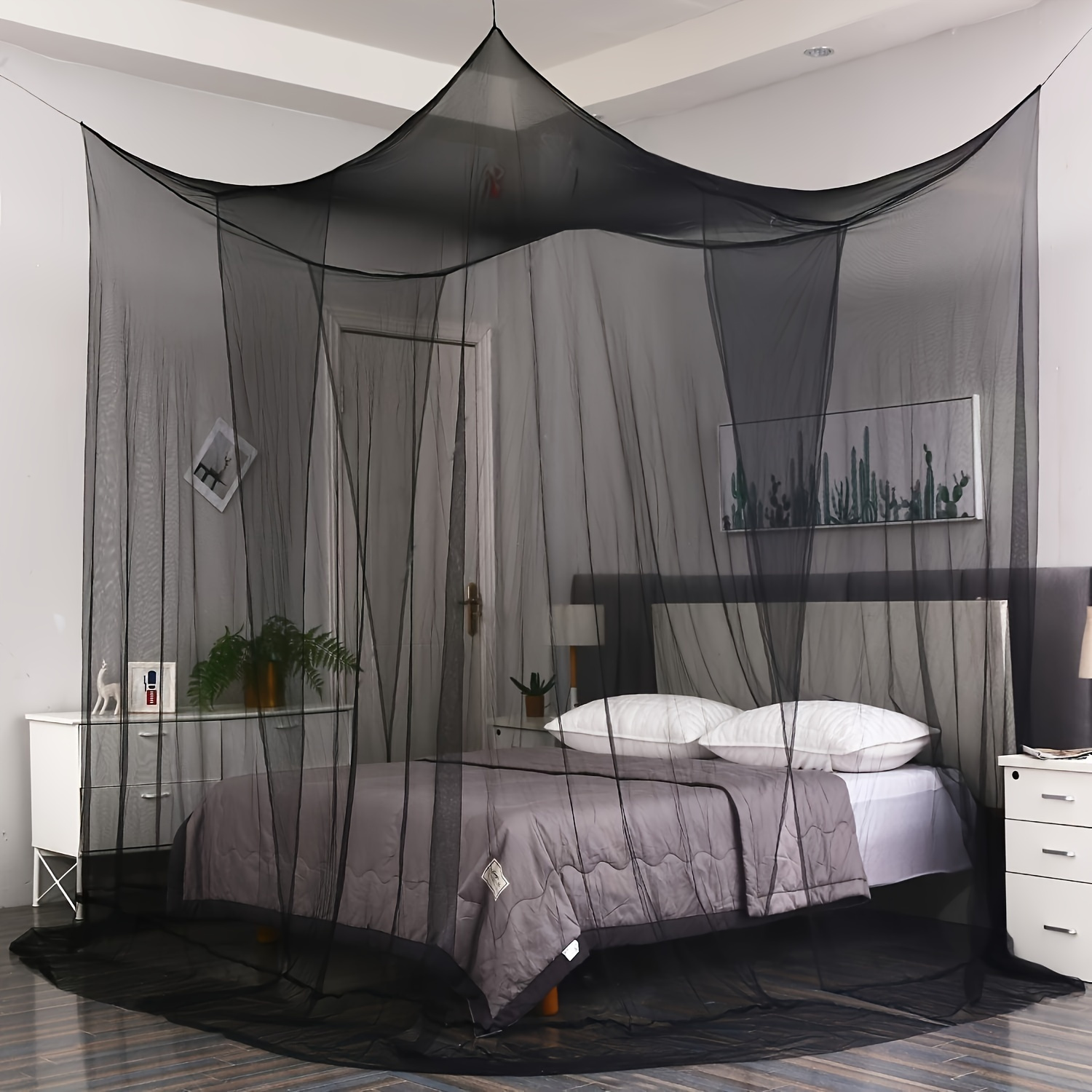 4 Corner Post Romantic Princess Lace Canopy Mosquito Net No Frame