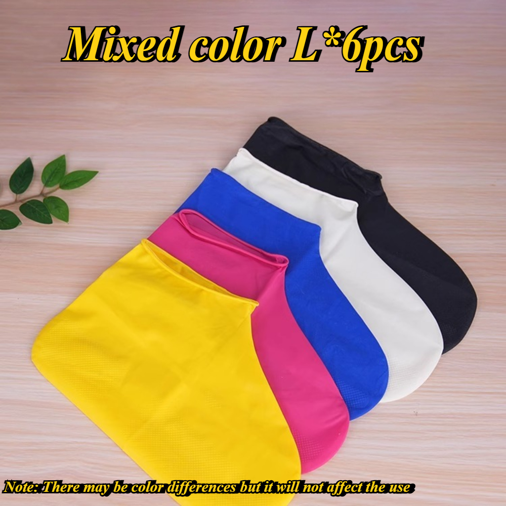 TEMU 6pcs Of Mixed Color Thickened, Wear-resistant, Non-slip, Waterproof Shoe Covers Suitable For Men And Women, Elastic And Durable Boot Covers,
