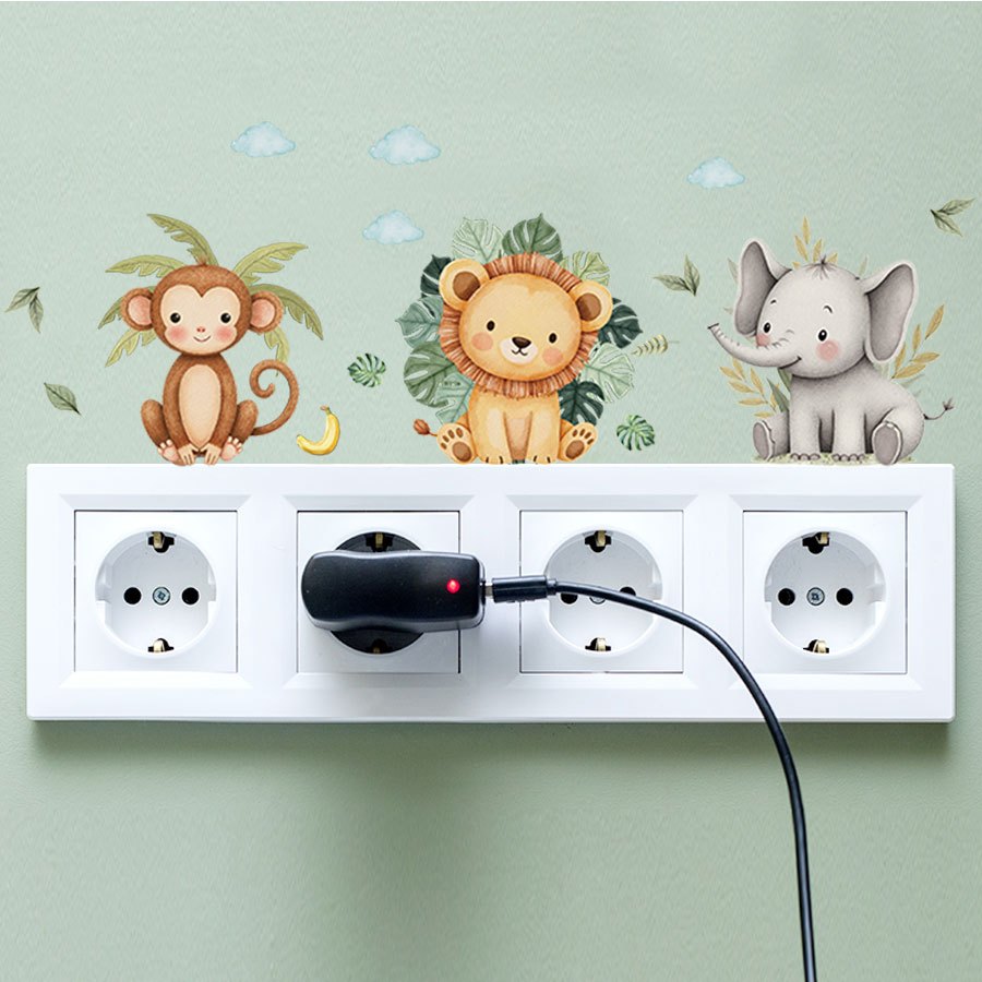 6pcs Watercolor Cute Forest Animal Switch Plate Stickers