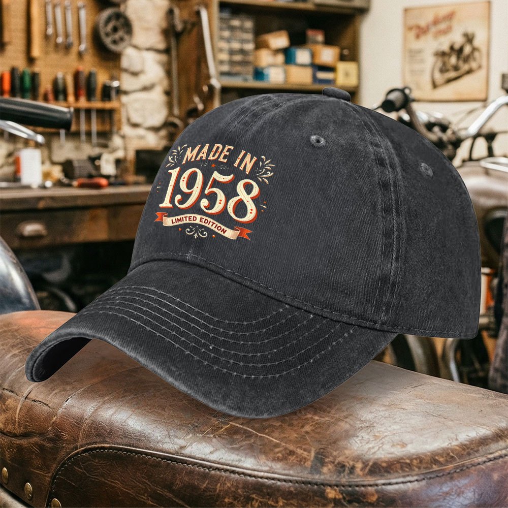 TEMU 1pc 1pcs 1958 Vintage Baseball Cap Suitable For Outdoor Activities, Adjustable Hook & Loop Duckbill Hat, Lightweight Unisex Retro Cap For , For