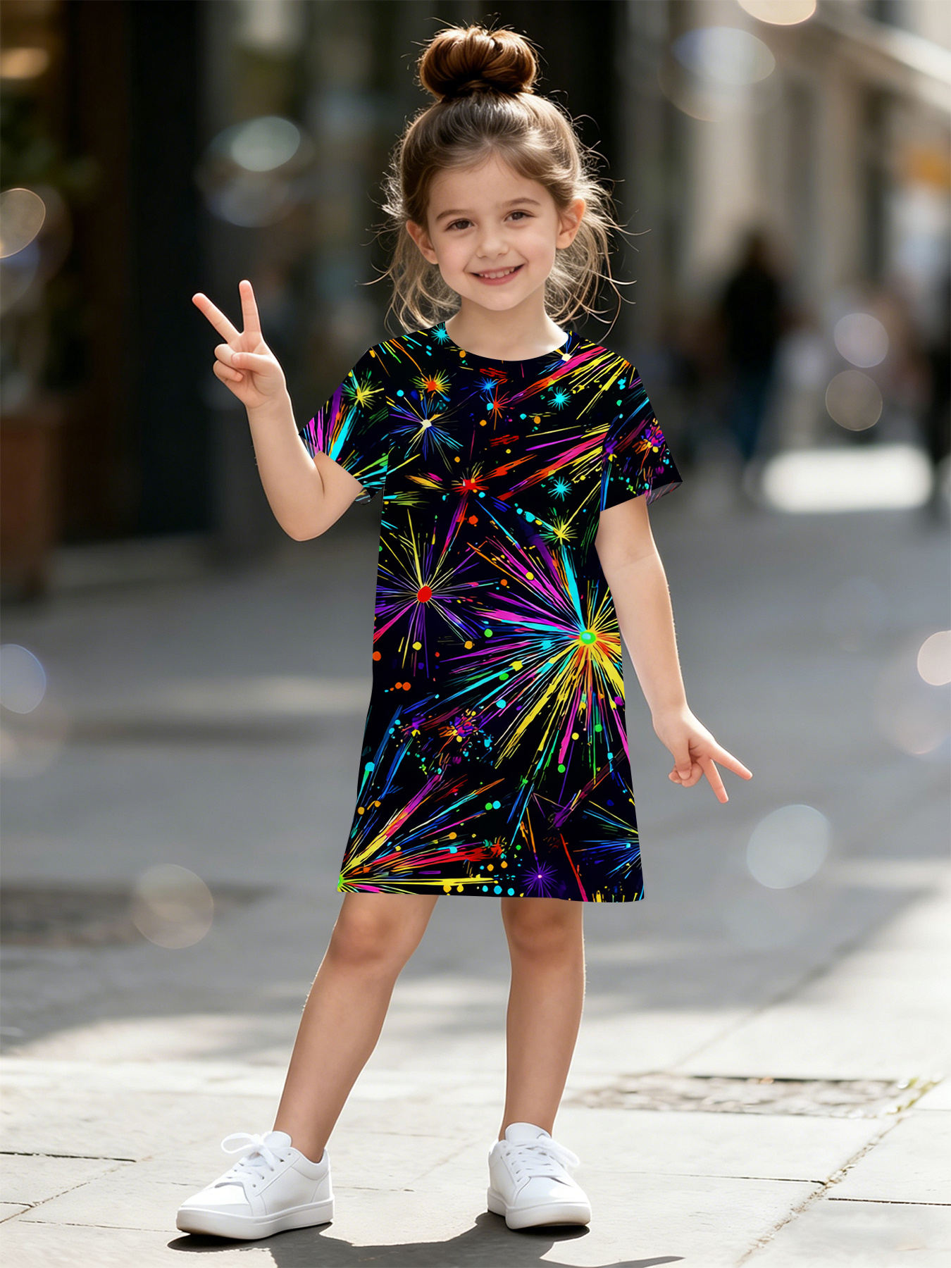 open lace back dress Girls Night 'Bubblicious' Neon Pink Party Dress main image 0