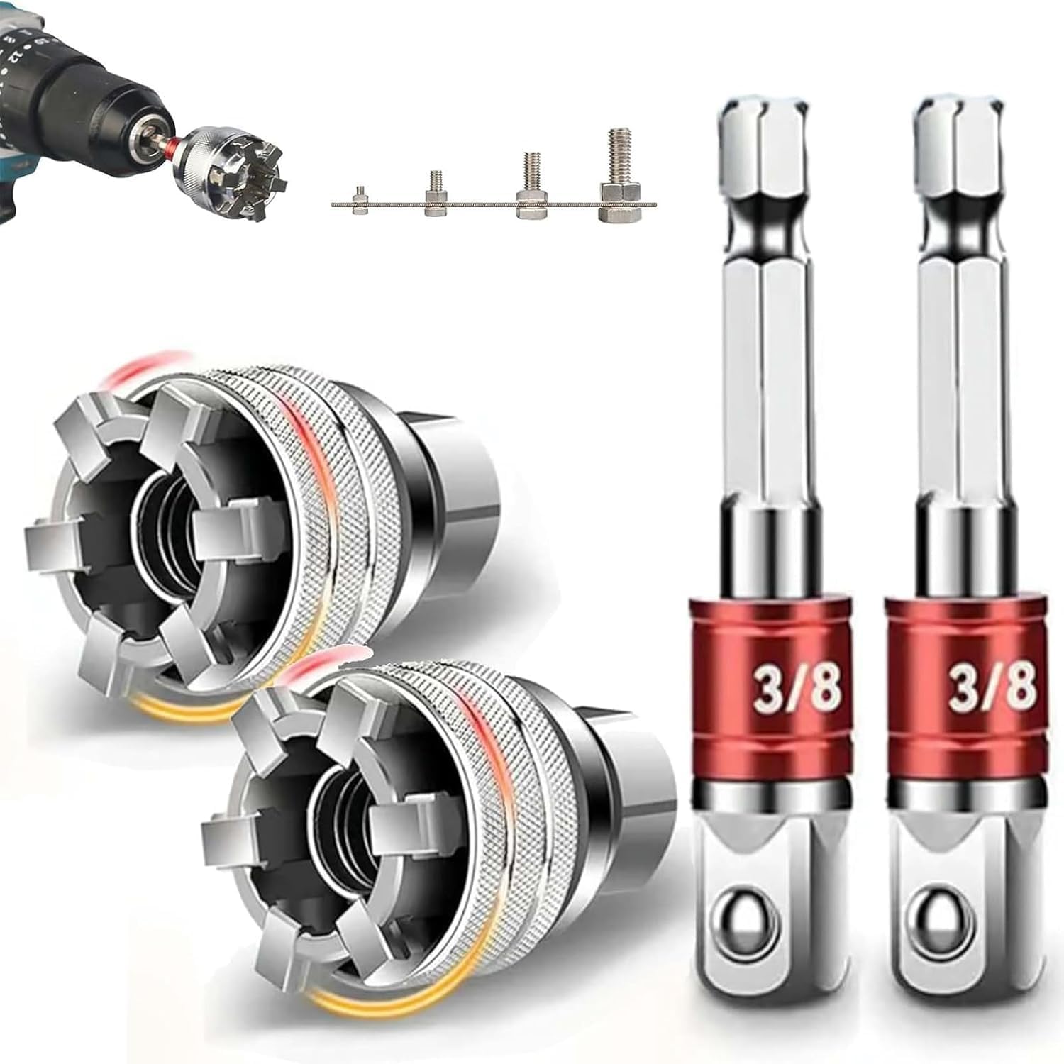 Image of Sets Adjustable Universal Socket Wrench Tool Set - 10mm-19mm Universal Maintenance Socket For 3/8' Drive Ratchet, Torque Wrench & Power Drill