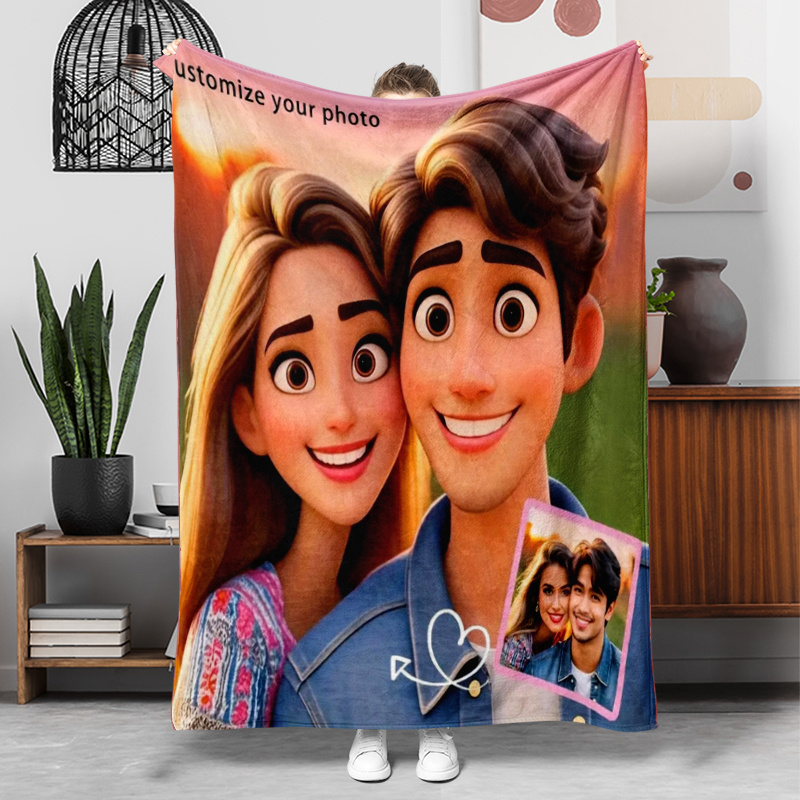 TEMU 1 de forro polar personalizada con foto y personalizado, una y , como regalo para familiares y , de viaje, personalizada, regalo de , regalo de