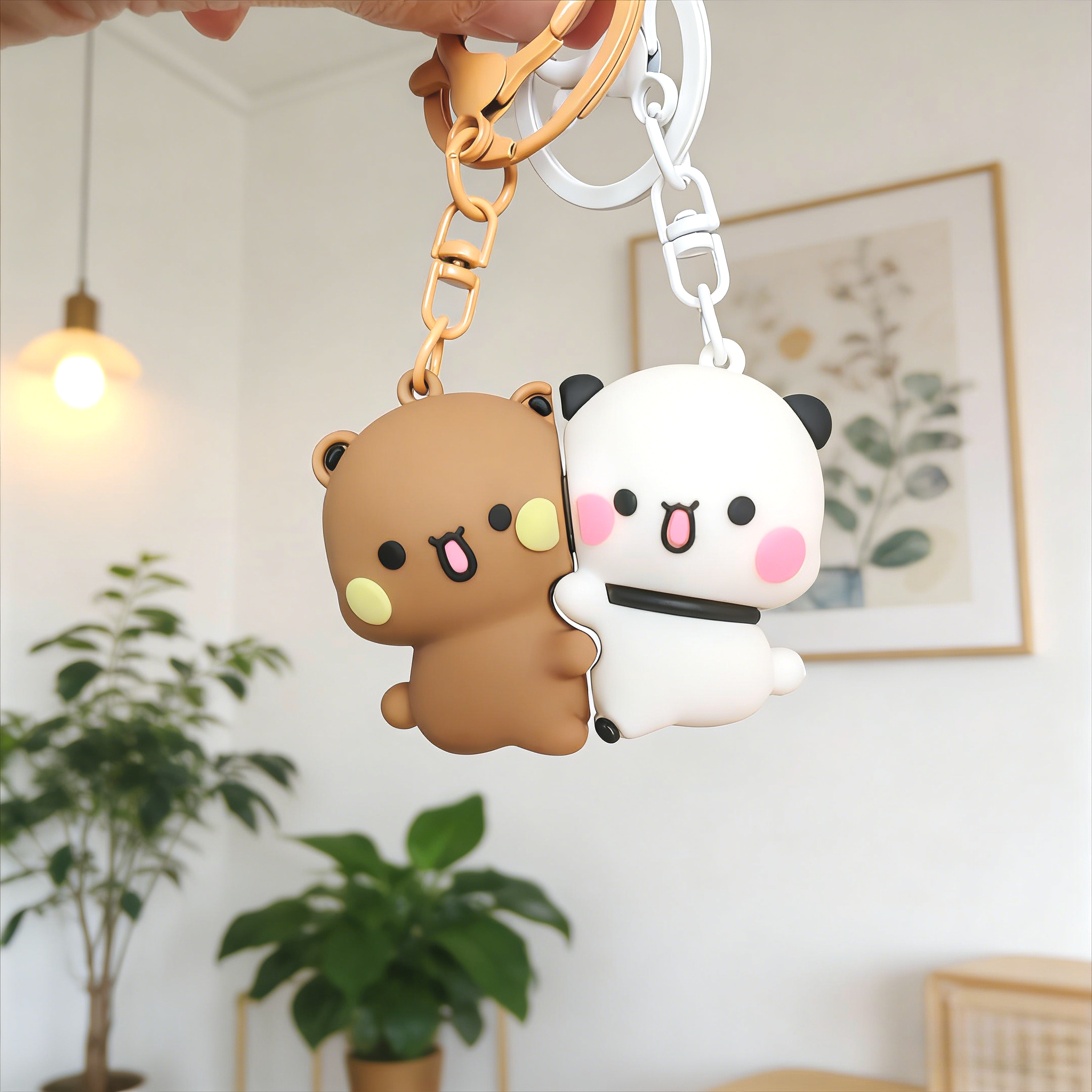 Image of Valentine's Day Novelty Keychain For Men, Heart-shaped Magnetic Couple Keychain, Cute & Dudu Magnetic Hug Couple Charm, Multi-scene Decorative Gift