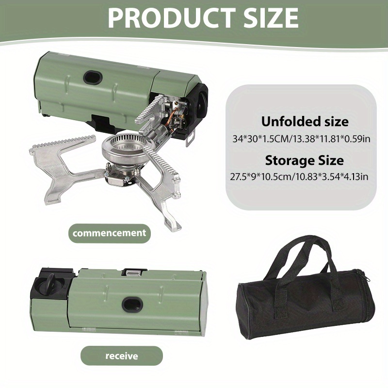 foldable gas stove gas tank not included outdoor picnic stove with carrying bag   with safety lock and piezoelectric   device overvoltage protection suitable for outdoor   cooking Product details 12