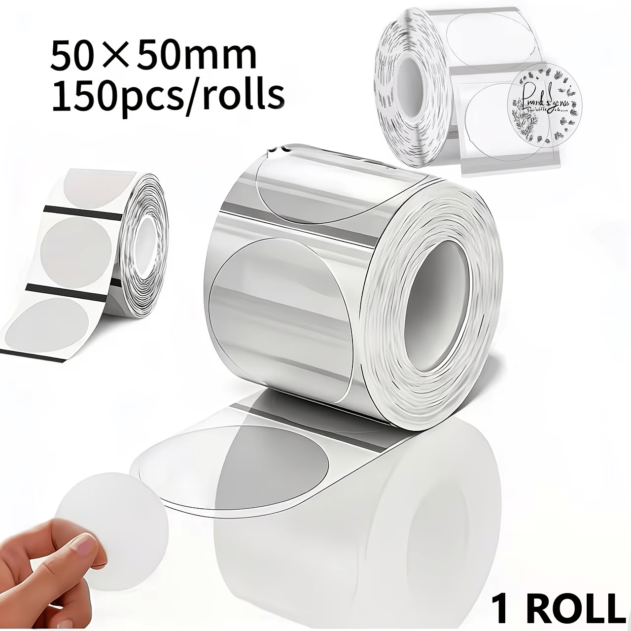 TEMU 1 Roll Of Clear Round Thermal Labels, Compatible With //m210 Mini Label Printers. Perfect For Birthday Thank-you Stickers, Daily Decoration, And
