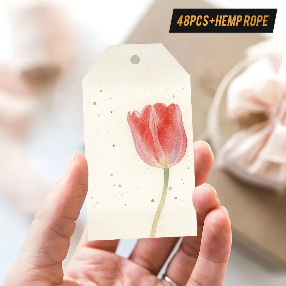 TEMU Set di 48 etichette regalo con un design ad di un singolo su uno sfondo con , per coppie, anniversari, San, bigliettini d'amore, biglietti di