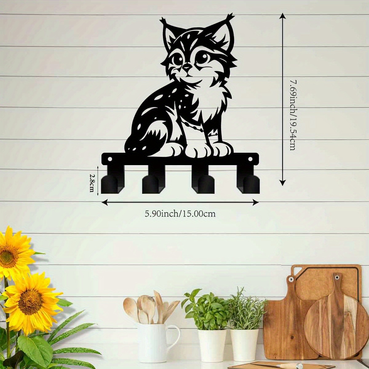 TEMU 1pc Metal Adorable Cat Key Holder, Metal Cat Hook For Hanging Keys And Hat Ribbons At The Entrance, Ideal For Office, Kitchen, Bathroom Wall