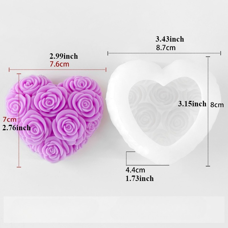 TEMU A Silicone Candle Mold For Valentine's Day Featuring , Perfect For Embossed Heart-shaped Flower Scented Candles, Soaps, Plaster Crafts, And