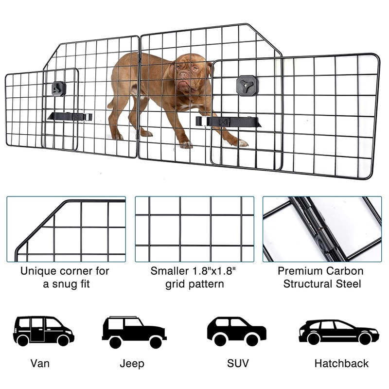 Adjustable Dog Car Divider, Safety Partition For Pets (928 X 423 Mm), Rear Seat Barrier For Vehicles, Wire Mesh , Compatible With Suvs And Trucks