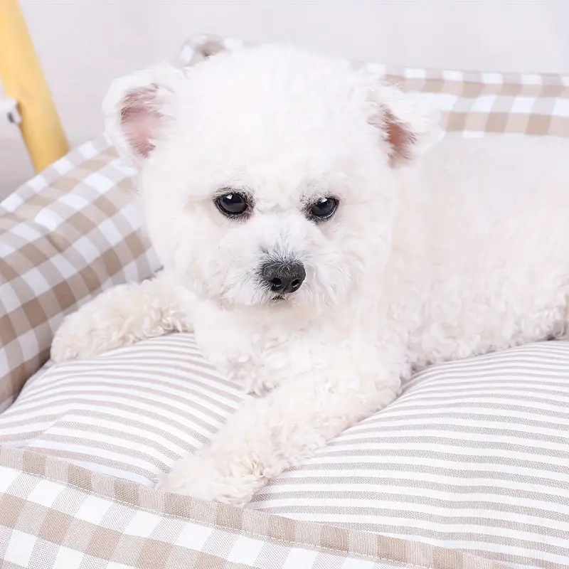 cozy checkered pet bed for dogs cats removable washable polyester nest indoor comforter style bedding with vacuum packaging for plush cushion durable construction home pets Product details 5