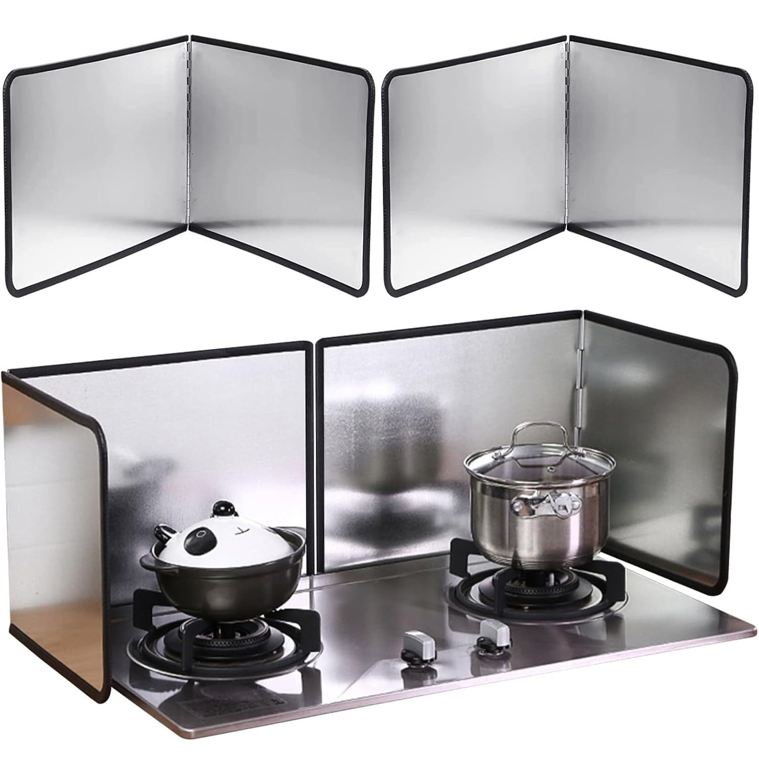 Set Of 2 Oil Splash Guards, Collapsible Stainless Steel Screens For Frying, Protective Boards Against Oil Splatter, Insulation For Stove
