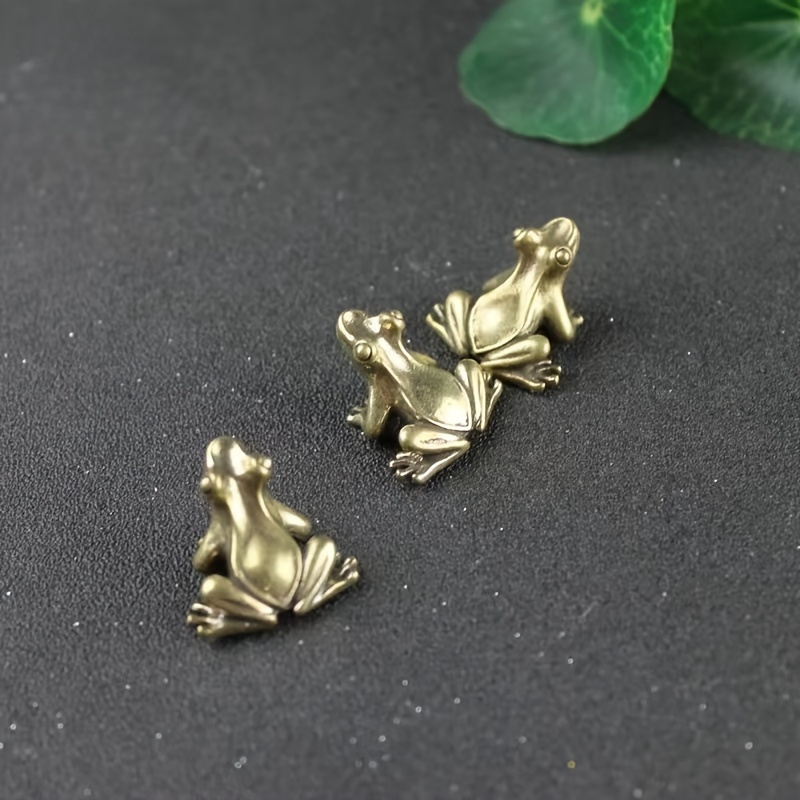 TEMU Ensemble de 3 mini statues de grenouille, petite décoration animale en métal de crapaud pour théière – Parfait pour accessoires de table