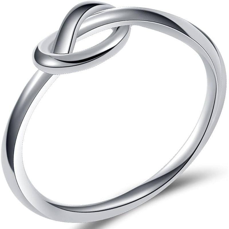 Women's Stainless Steel Twisted Knot & Heart Knot Ring