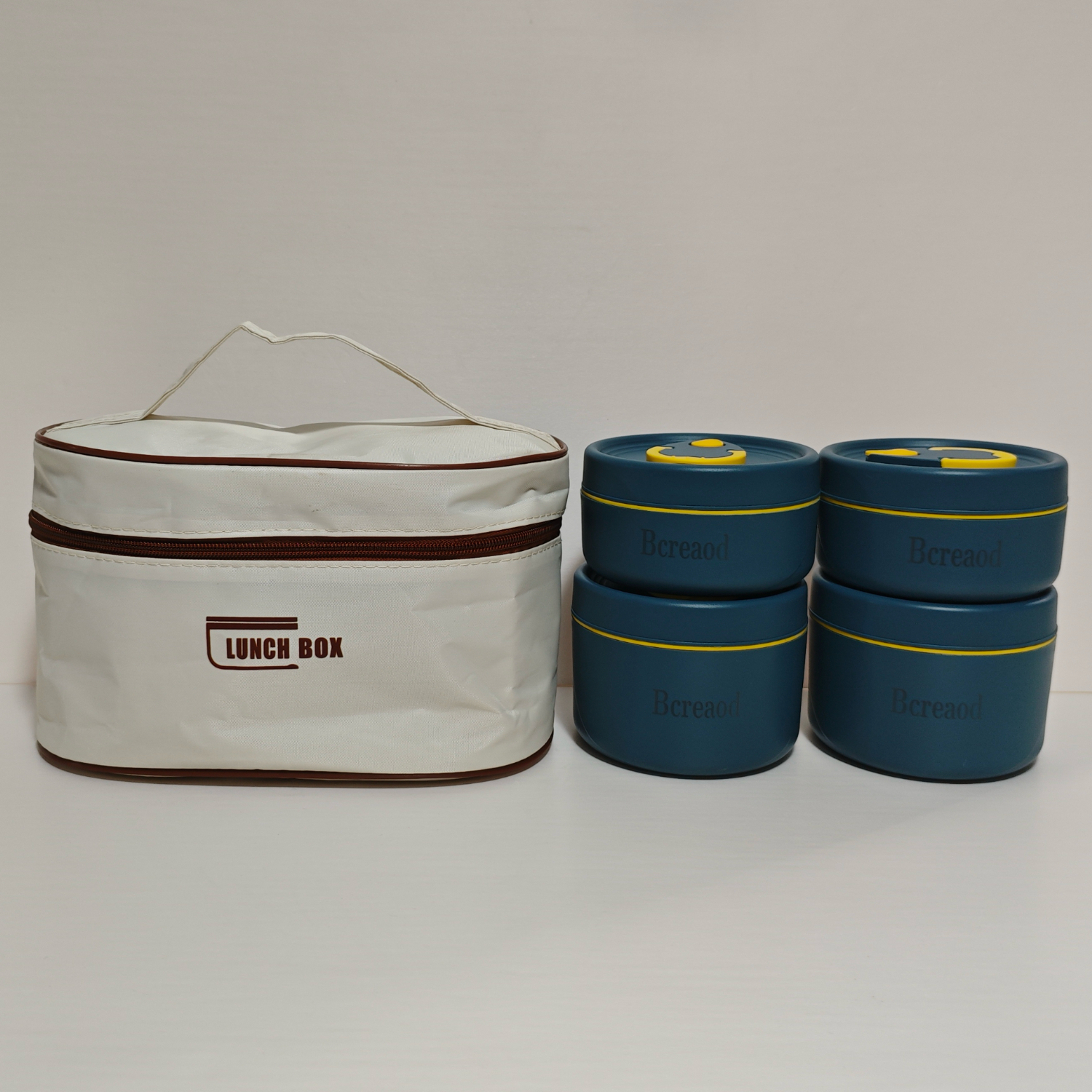 TEMU 5pcs Food Container Set - 4 Stainless Steel Bento Box Portable And 1 Insulated Lunch Bag, Stackable Bento Hot Food Containers Lunch Boxes