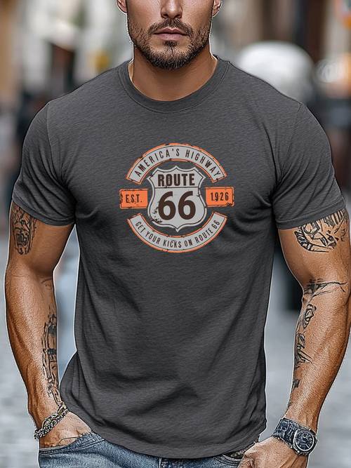heren vintage graphic t-shirt - retro americana tee 66 design, lichtgewicht zomer shirt voor , kleding, comfortabele pasvorm, casual kleding