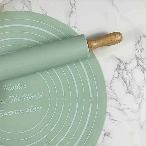 2 rolling pin non stick silicone pastry mat set essential baking tools for home kitchen easy mess free