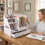 Top pickLocalManual Assembly Desktop Organizer Suitable for Scrapbook Paper Storage & Origami Crafts - Sturdy Paper Holder Box with Colored Compartments, Lightweight Space-Saving Suitable for Home, Office, School Craft Room Organization, Scrapbooking StorageOpen in new tab.