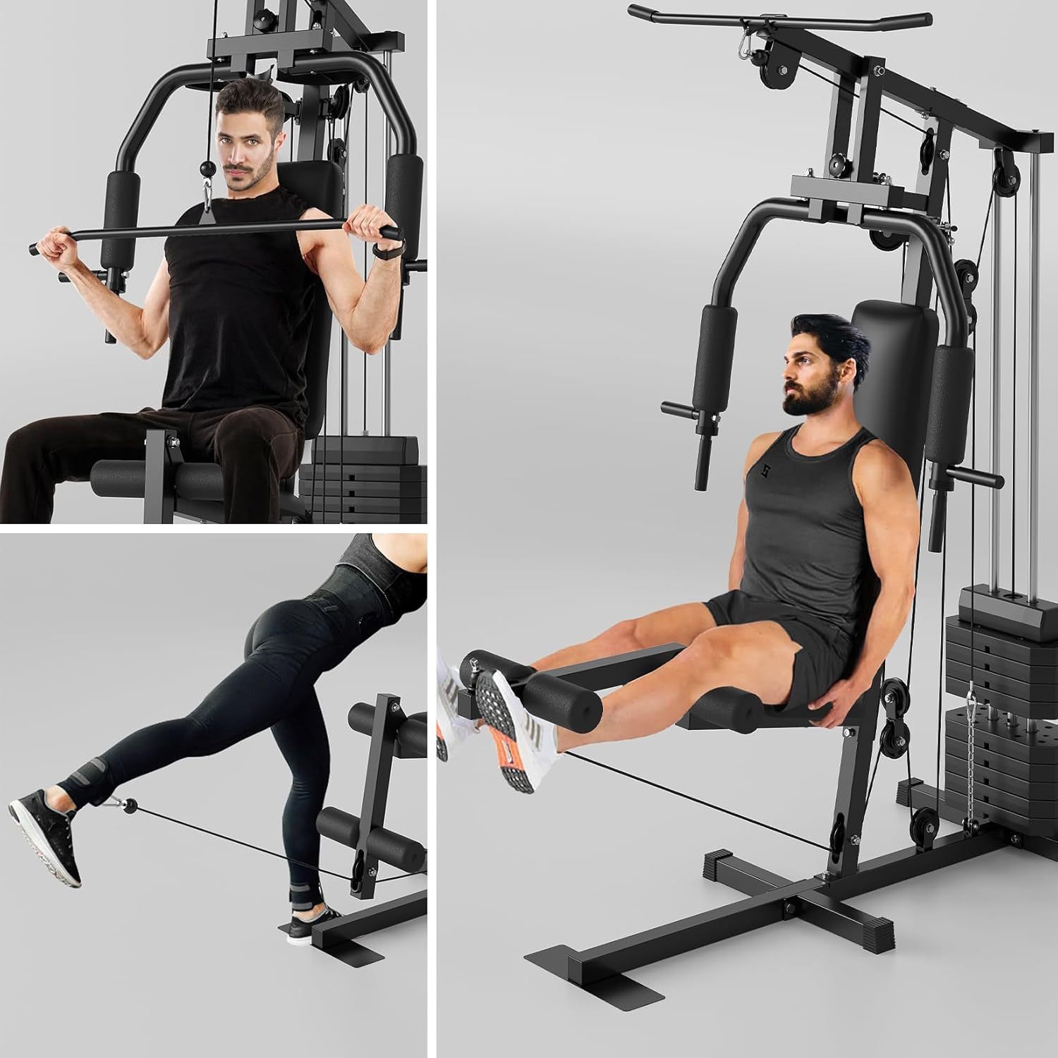 gym machine system multifunctional weight machine full body workout station exercise equipment with 100lbs weight stack all in   gym with pulley system for strength training without battery
