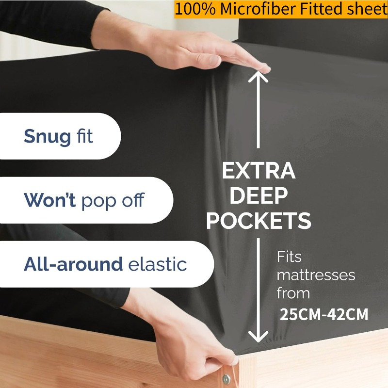 TEMU Hotel 2200tc Luxury Fitted Sheet - Super Soft And Breathable Fitted Sheets, 40cm Deep Pockets, Easy To Machine Wash, Comfortable Bedroom, -
