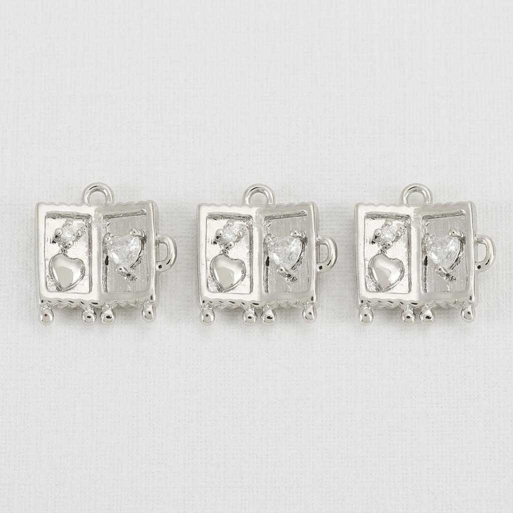 3pcs Copper Luggage-Shaped Synthetic Zirconia Pendant Set