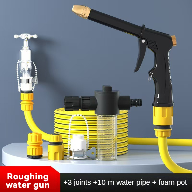 

Complete Car Wash Kit: 10m Hose, High-pressure Spray , 3 Connectors & Foam Pot - Pvc For Cars, Floors, Glass & Flowers