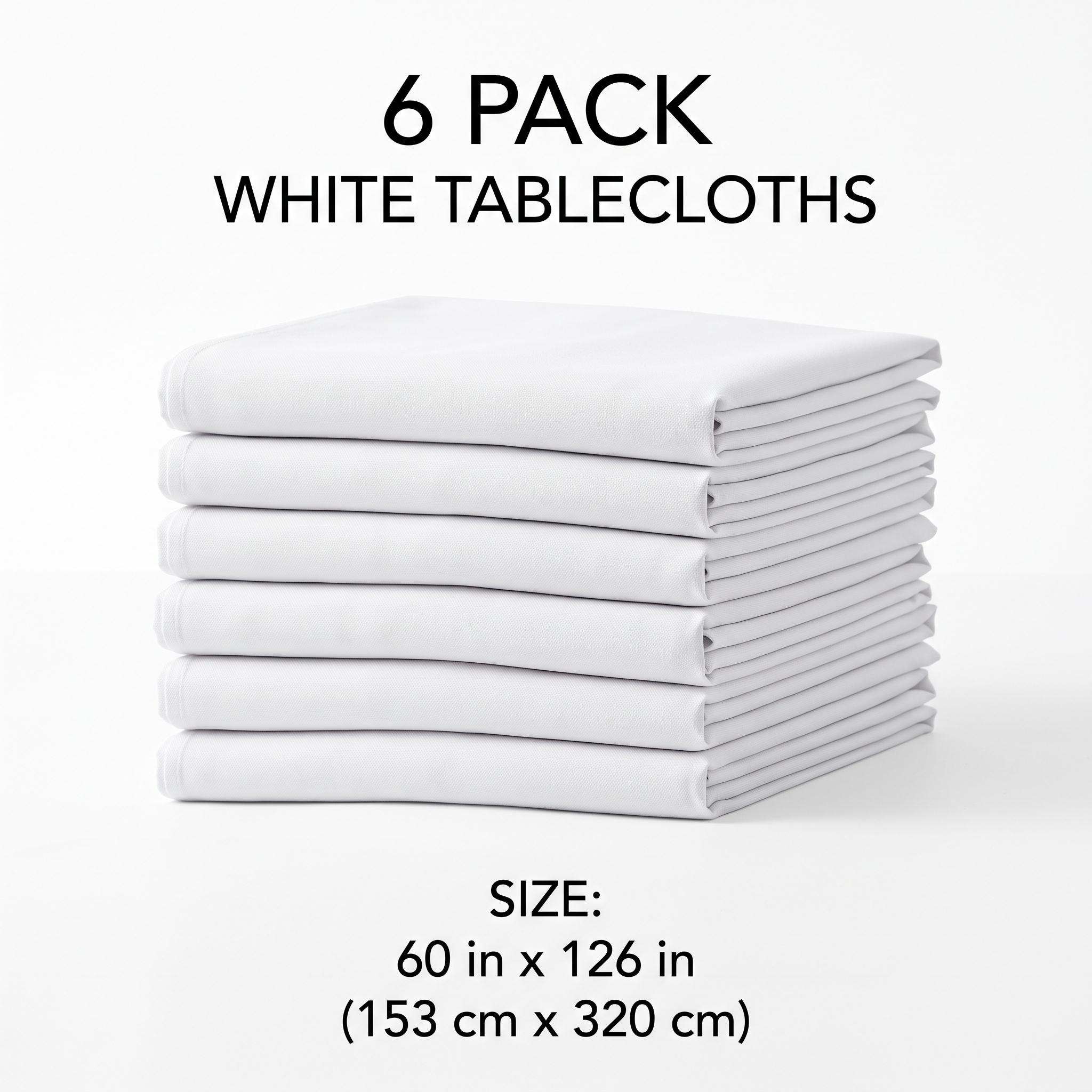 TEMU Lot de 6 nappes rectangulaires blanches, 153 cm × 320 cm, lavables, adaptées aux fêtes d'année, Halloween, Noël, décoration de et de , ,