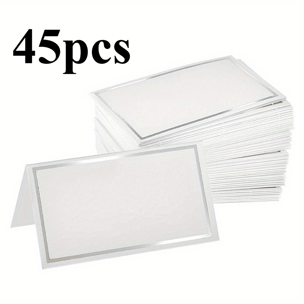 TEMU 45/90pcs, Cartes de Nom, Cartes de Numéro de Siège avec Bordure Blanche Dorée ou Argentée, Décoration de Pièce, Décoration de Fête