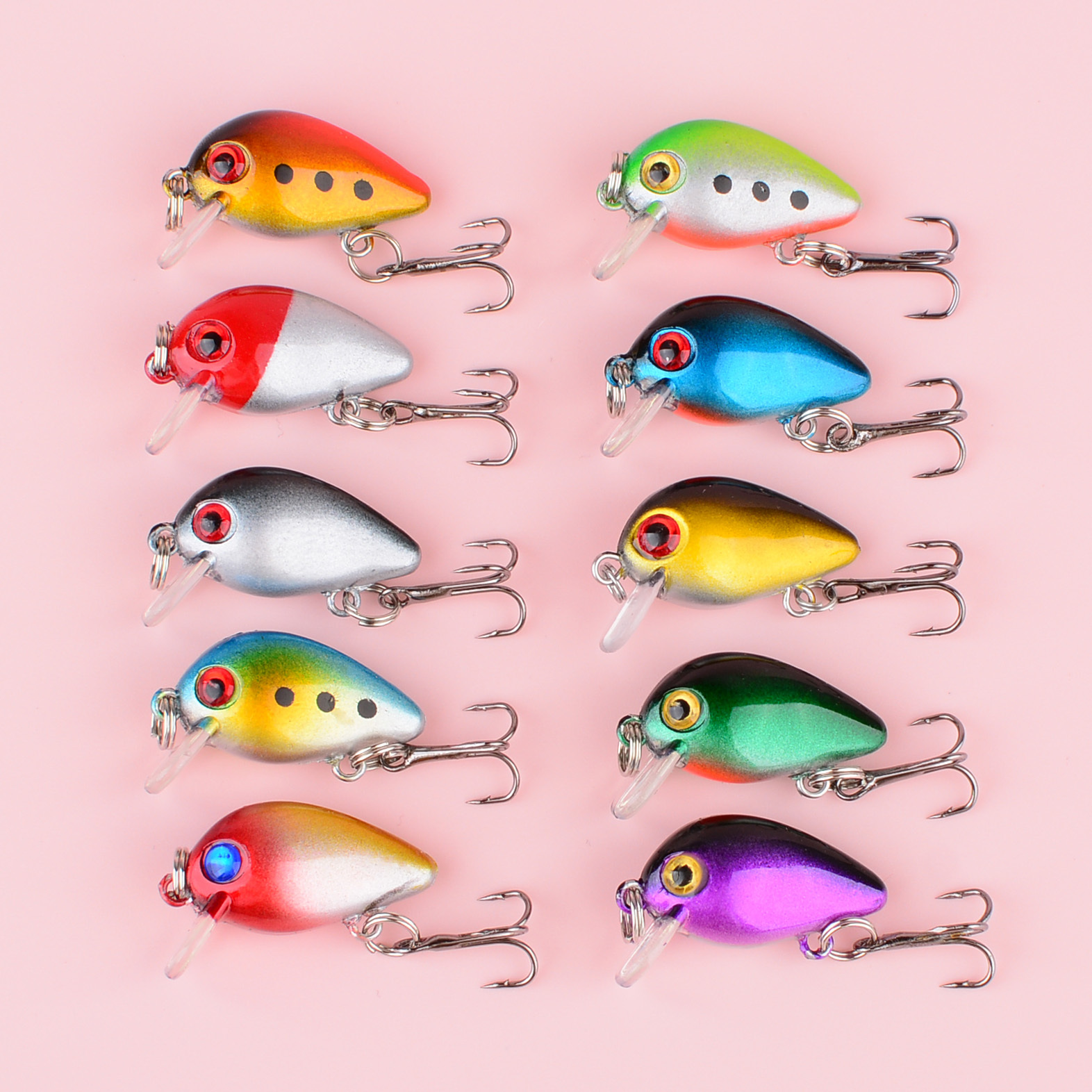 TEMU 10pcs Crankbait Fishing Lure Hard Bait Artificial Wobbler Crank Bait Carp Perch Pesca Fishing Tackle