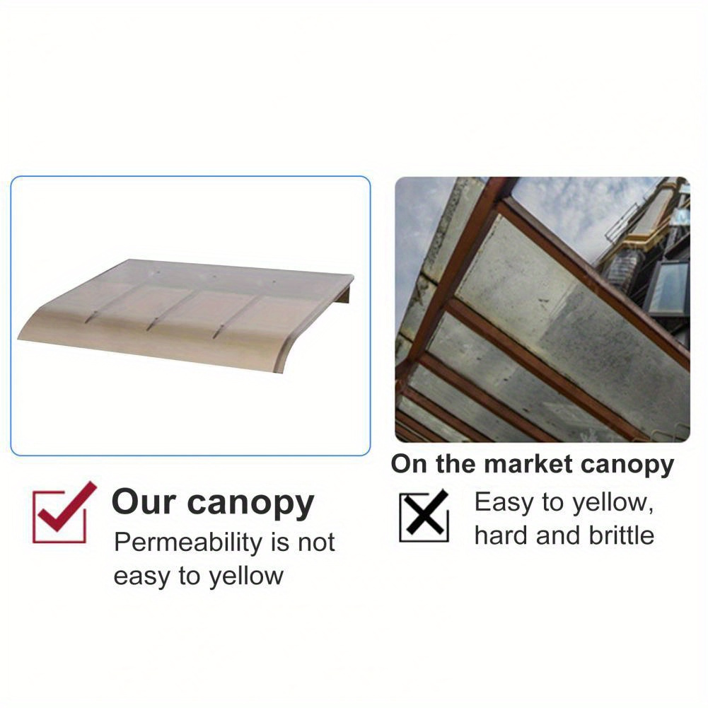 1x Durable Transparent Plastic Front Door Canopy- Transparent, Waterproof Roof Window Sunshade Cover, Outdoor Balcony and Entrance Invisible Snow and Rain Protection, Easy to Install
