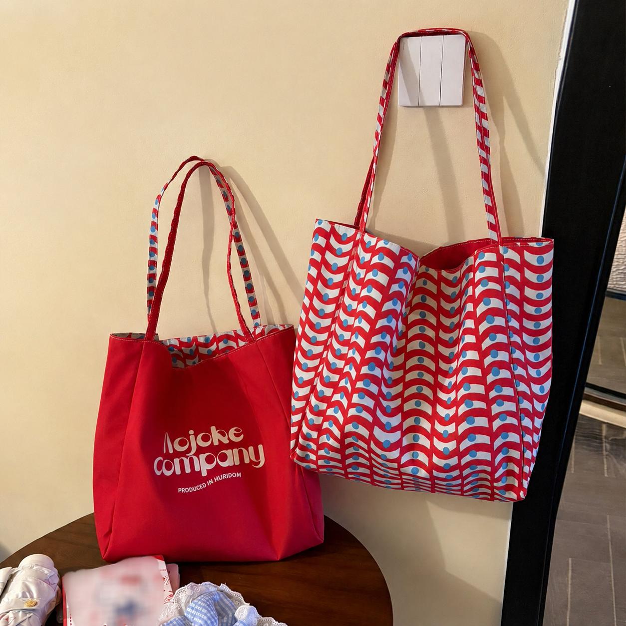 TEMU 【商品名】キャンバストートバッグ、レディース向け大容量ハンドバッグ、リバーシブルショルダーバッグ、通勤やショッピングに最適なカジュアル万能バッグ、で軽量なアンダーアームバッグ