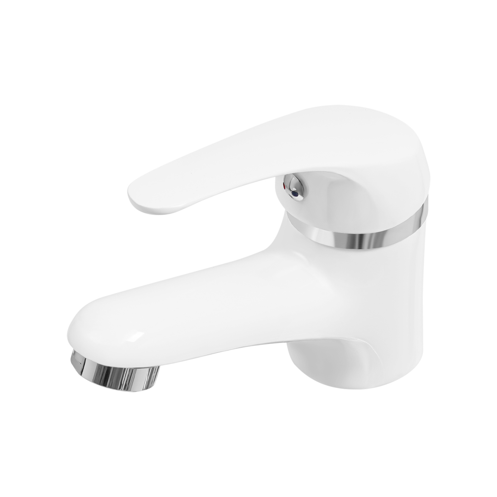 Single-handle Modern White & Chrome Bathroom Sink Faucet With Water- Lever Handle, Ceramic Valve & Splitter Suitable For Sinks - Brass/, Mounted Single Hole Installation