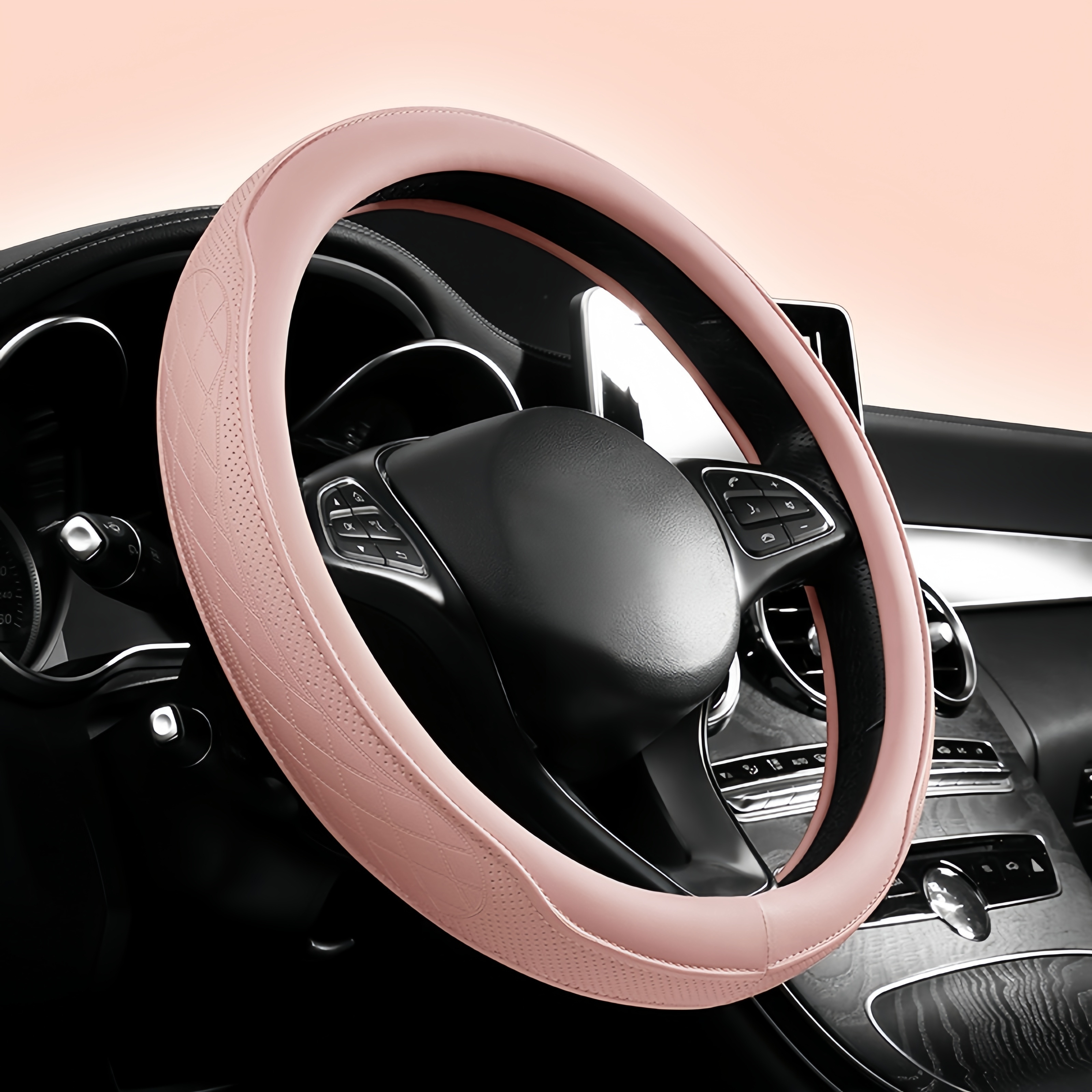 TEMU -dimensional Car Steering Wheel Cover, Universal 15-inch Non-slip Breathable Car Steering Wheel Protector, Car Decoration Accessory, With