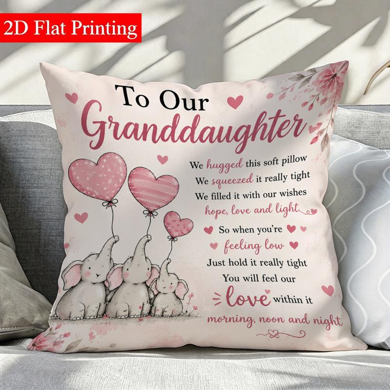 TEMU 18x18 Inch Double-sided Printed Pillowcase, 1pc, Cute Gray Elephants And Pattern, Warm Loving Style, For Granddaughter, Soft Comfortable, Ideal