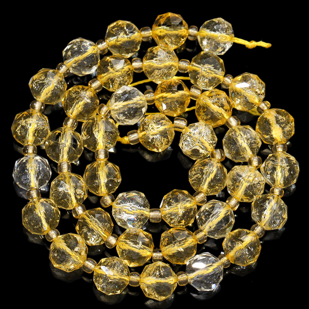 TEMU Perles rondes facettées en citrine de 8 mm, perles en en vrac pour la fabrication de bijoux, bracelet, collier, boucle d'oreille, accessoires à