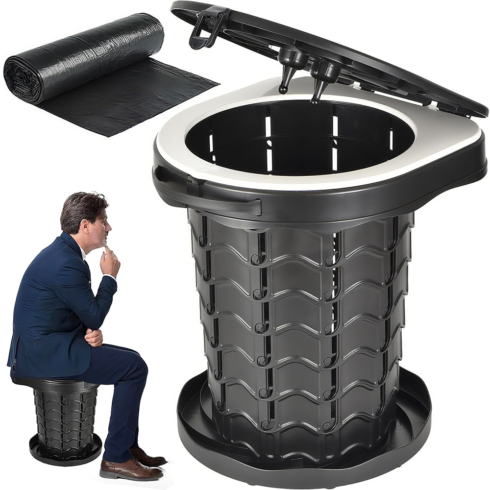E-shop Tragbare Toiletten, mobile Toiletten, Mülleimer, faltbare Toiletten, überdachte Toiletten Zubehör, Eimer Beutel, geeignet für Camping, Angeln,