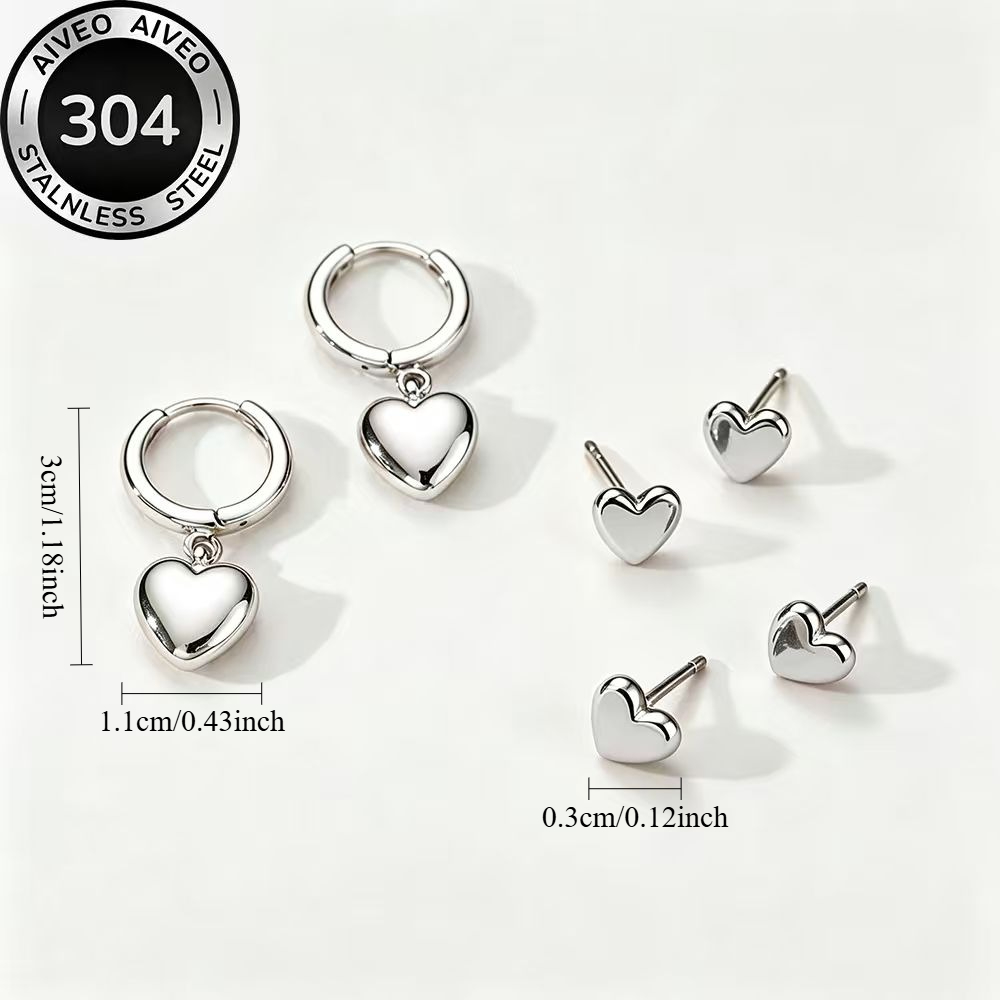 3-Pair Hypoallergenic Golden Stackable Earrings Set