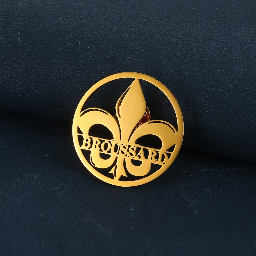 TEMU Custom Iris Flower Name Brooch For Men And Women - Geometric Letter Brooch, Casual Fashion Vintage Jewelry, Gift, Stainless Steel Accessory,
