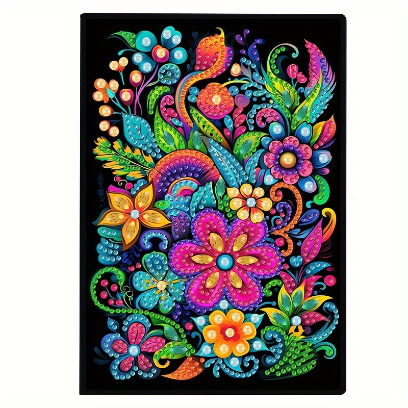 TEMU Diy 5d Diamond Painting Notebook Set - Artistic With Crystal Decor, Creative Handmade Journal, Unique Shaped Crystal Sketchbook For Crafting &