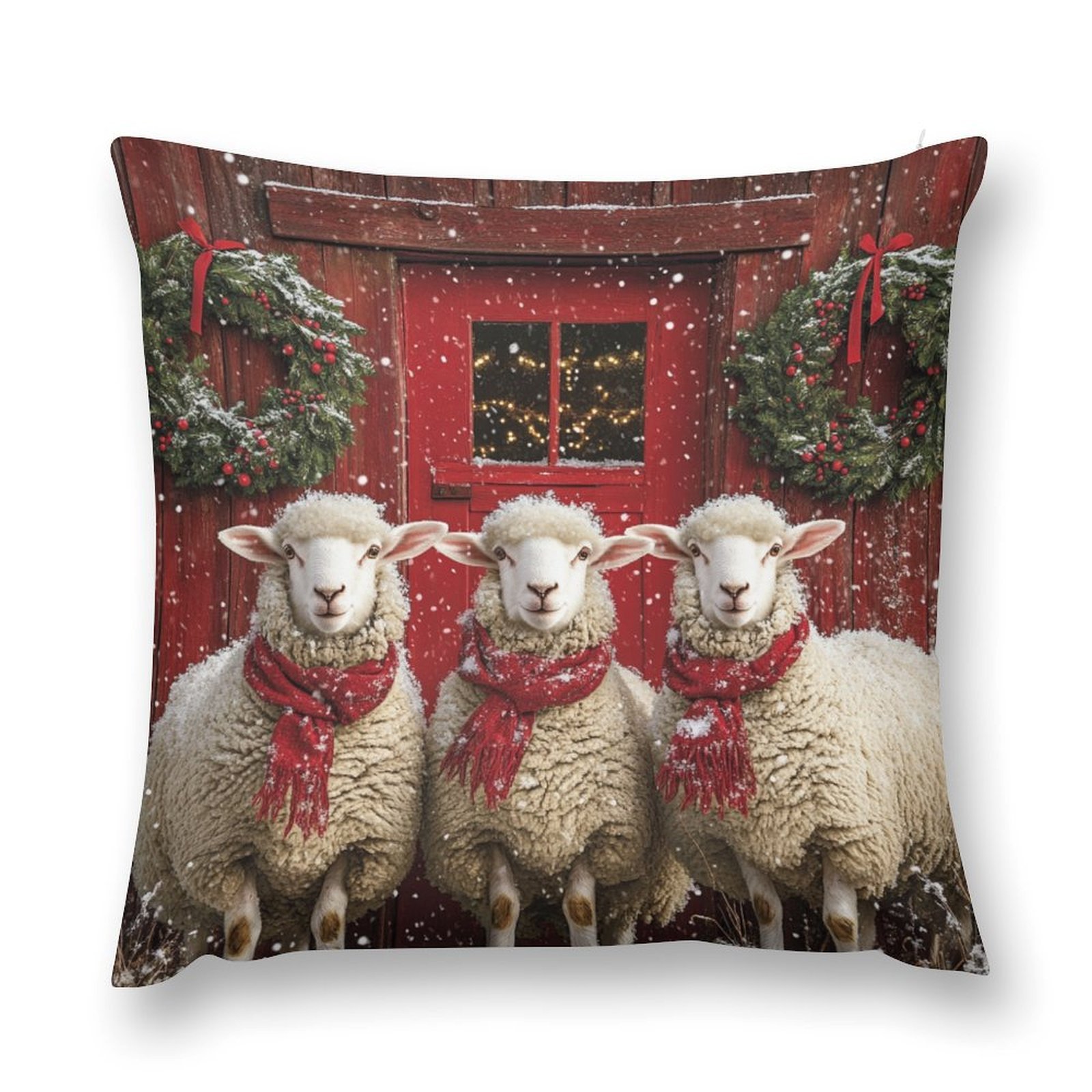 

1pc Christmas , 18x18in Polyester , , Decorative Pillowcase For , , - Fluffy Scarves (no )