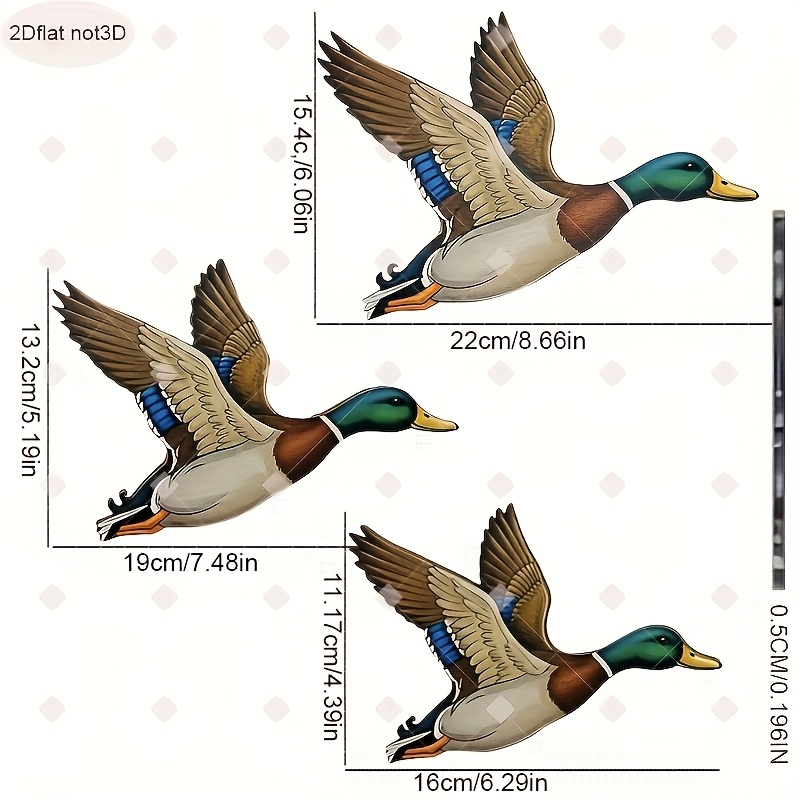 3 piezas de decoración de pared de pato salvaje - Perfecto para cercas exteriores, patios, jardines de balcones y decoración de dormitorios - un regalo ideal para fiestas navideñas con familiares y amigos, adecuado para baños, villas, cabañas, Navidad